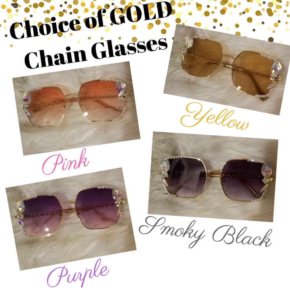 CHOICE of Gold Chain Frame Bling Glasses